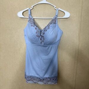 Rhonda Shear Lace Trim Light Blue Camisole Size XL
